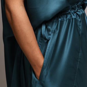 Truvian 212 Fancy Pants – Aquamarine Harem Pants in Light Botanical Silk