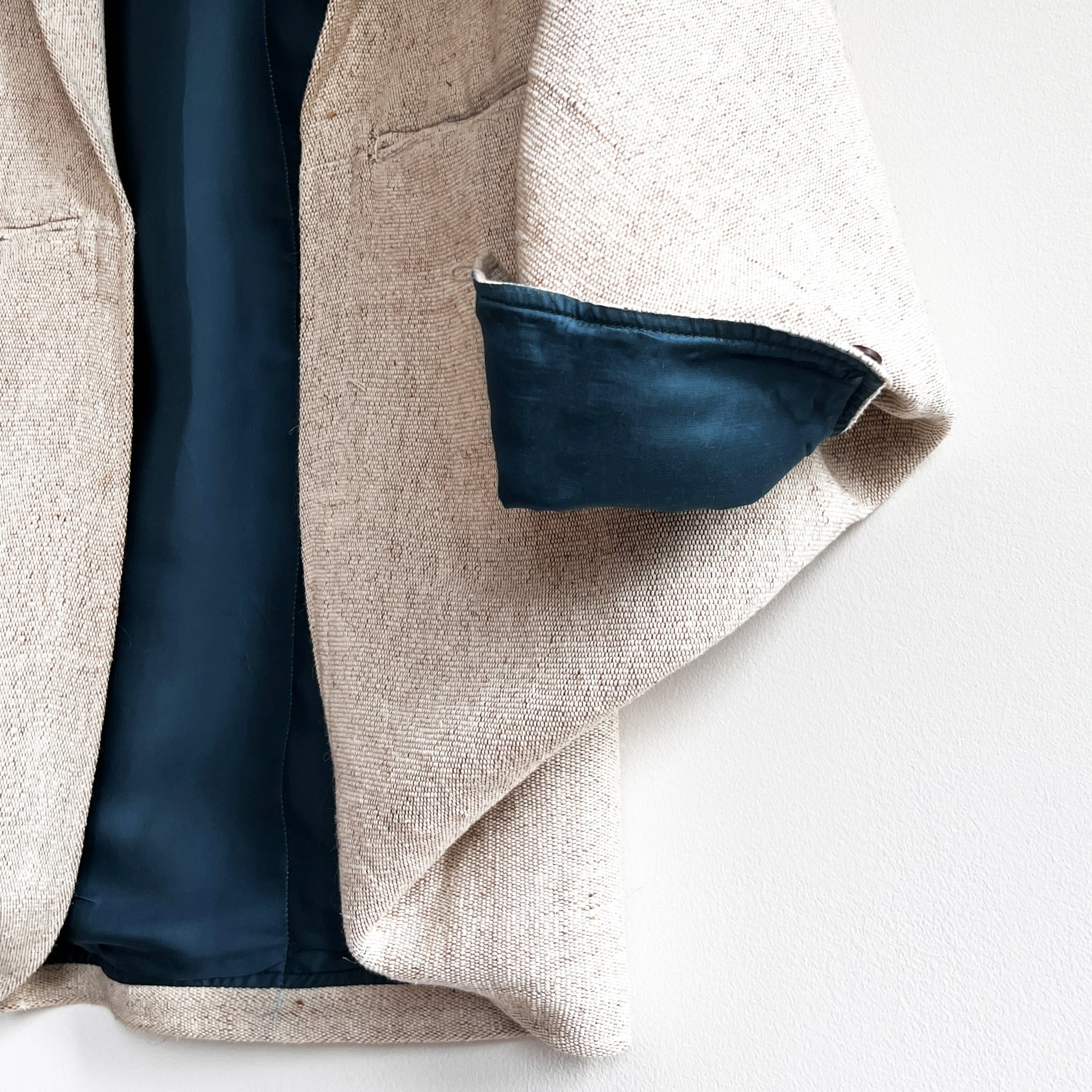 Lifafa Coat – in Sandstone Handloom Wool & Aquamarine Botanical Silk