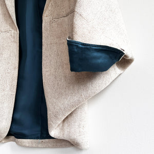 Lifafa Coat – in Sandstone Handloom Wool & Aquamarine Botanical Silk