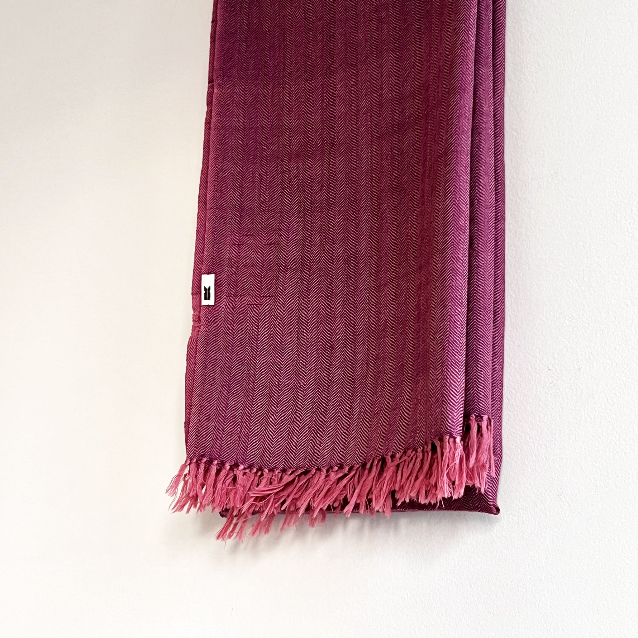 Shawl – Fuschia Chevron in Regenerative Handloom Lamb’s Wool