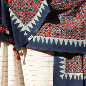 Jupiter Hand-Printed Ajrakh Dupatta in Organic Cotton