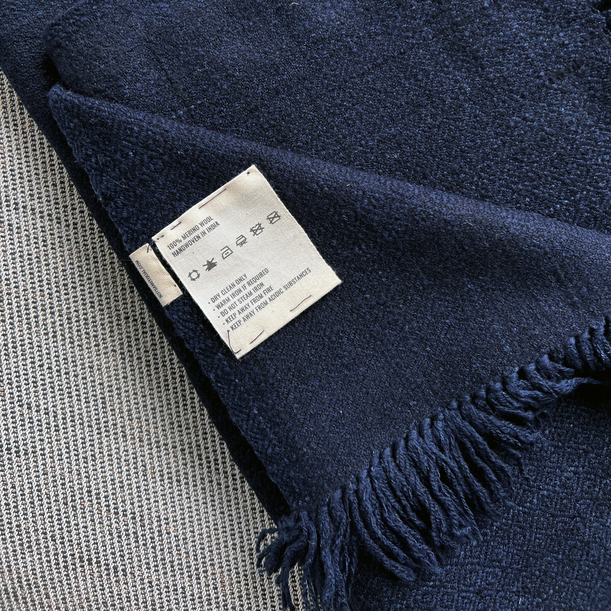 Shawl – Midnight in Regenerative Handloom Merino Wool